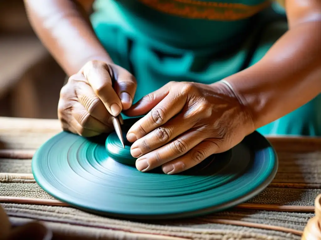 Arte rural: manos expertas creando tradición Un artesano experimentado crea una artesanía rural, mostrando dedicación y destreza