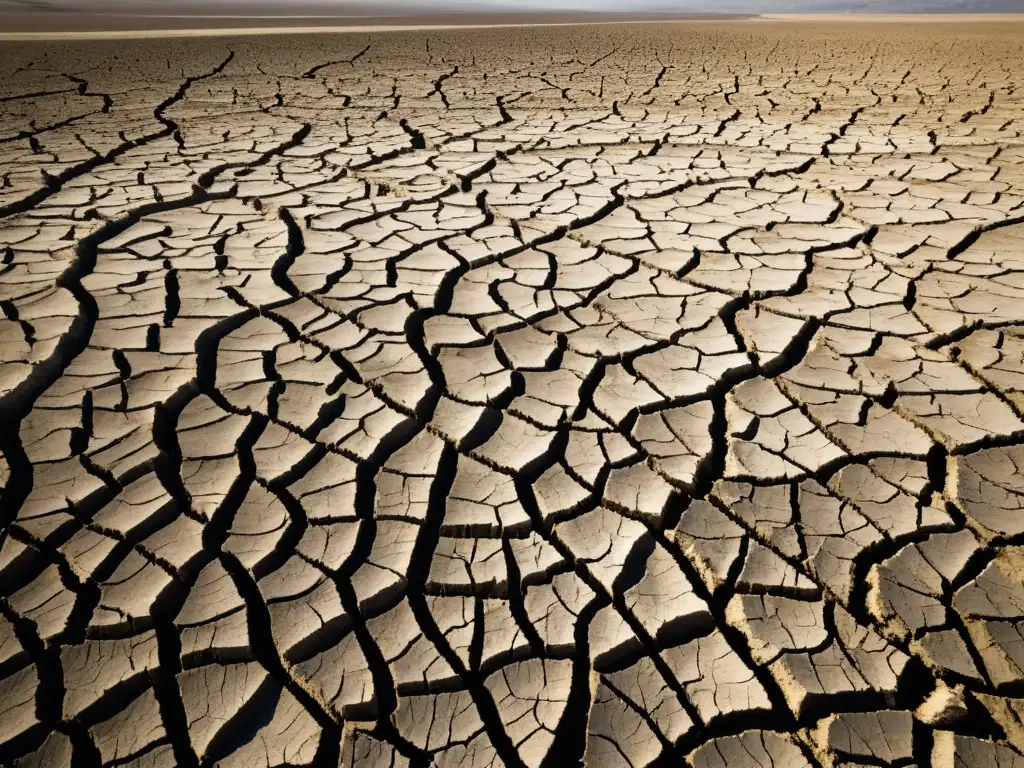 Tierra agrícola devastada por incumplimiento ambiental en Norteamérica Campo agrícola reseco y agrietado bajo el sol, muestra los efectos de no cumplir con permisos ambientales para agricultores en América del Norte