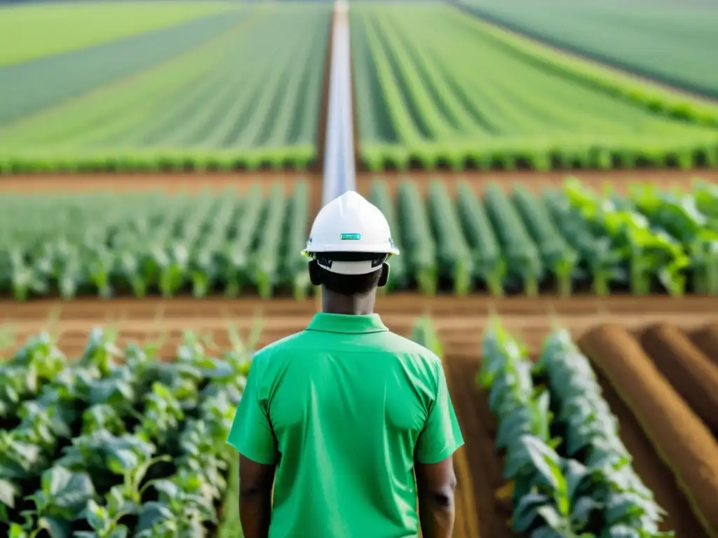 Bioseguridad digital en la agricultura: Tradición y tecnología Campo agrícola verde con cultivos vibrantes y tecnología bioseguridad digital en Oceanía