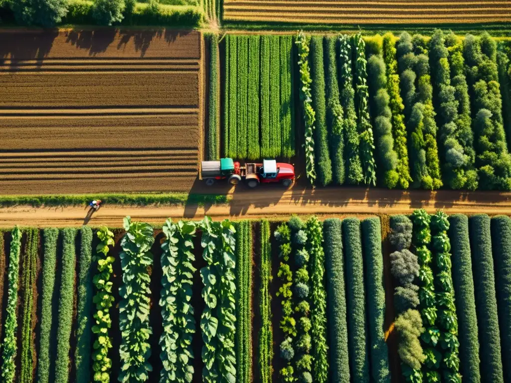 Comunidad agrícola: Trabajo conjunto en campo vibrante Un grupo diverso de agricultores trabaja juntos en un campo vibrante y exuberante, mostrando la esencia de la inversión participativa en agricultura