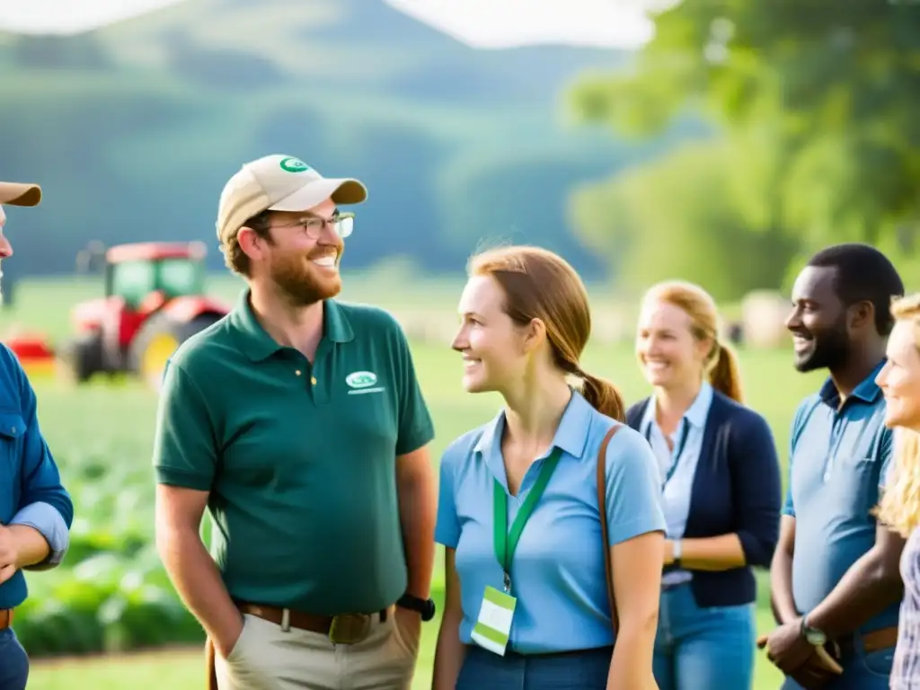 Encuentro en campo: sabiduría agrícola compartida Jóvenes agricultores aprendiendo de mentores en evento de networking